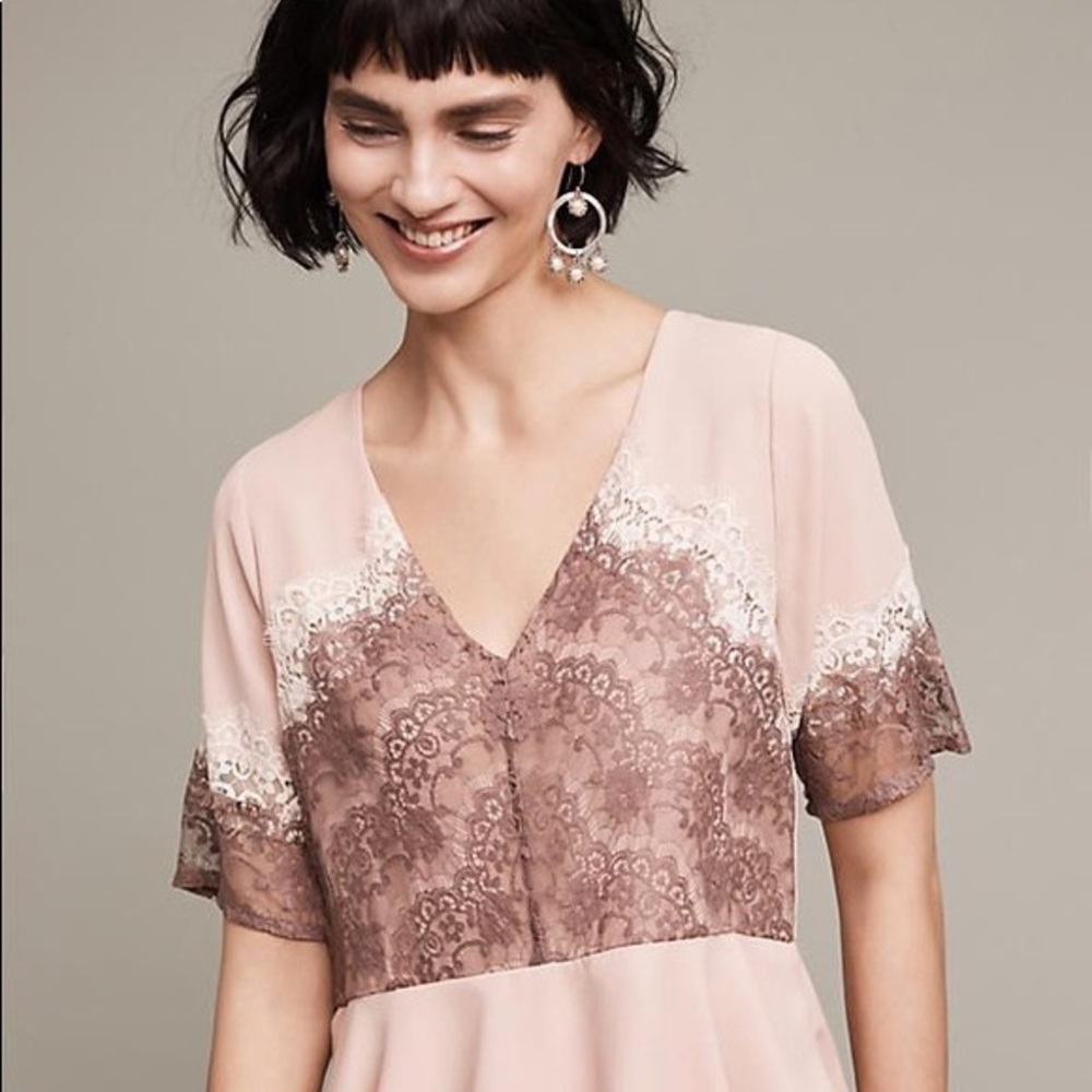 Pink Lace Anthropologie Top